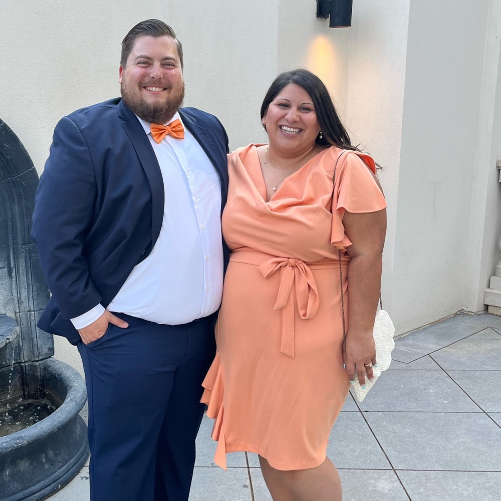Peach short and flowy dress 22W
